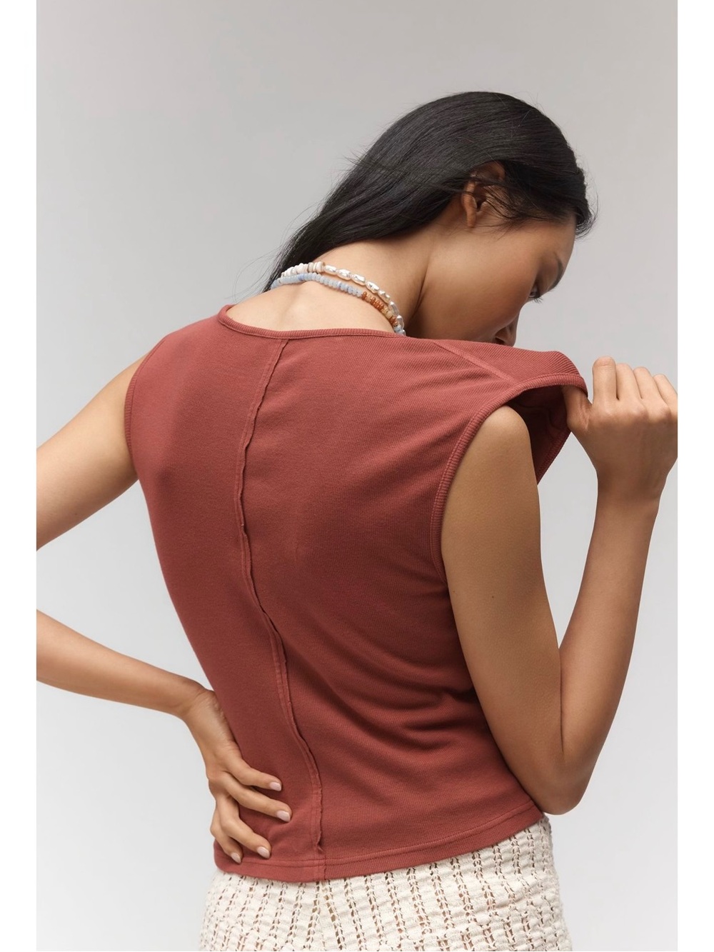 Pilcro Rust Ruched V-Neck Tank - Picture 2 of 5
